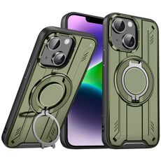 Per iPhone 14 Plus Supporto ad anello rotante Custodia magnetica MagSafe per telefono (verde)