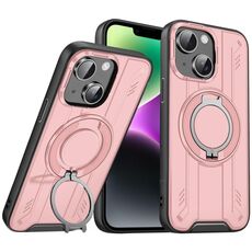 Per iPhone 14 Supporto ad anello rotante Custodia magnetica MagSafe per telefono (rosa)