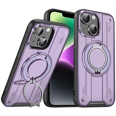 Per iPhone 14 Supporto ad anello rotante Custodia magnetica MagSafe per telefono (viola)