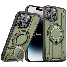 Per iPhone 14 Pro Supporto ad anello rotante Custodia magnetica MagSafe per telefono (verde)