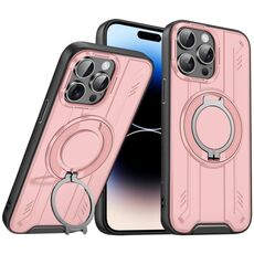Per iPhone 14 Pro Max Supporto ad anello rotante Custodia magnetica MagSafe per telefono (rosa)