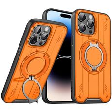 Per iPhone 14 Pro Max Supporto ad anello rotante Custodia magnetica MagSafe per telefono (arancione)