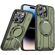 Per iPhone 14 Pro Max Supporto ad anello rotante Custodia magnetica MagSafe per telefono (verde)