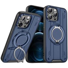 Per iPhone 12 Pro Max Supporto ad anello rotante Custodia magnetica MagSafe per telefono (blu)