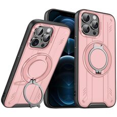 Per iPhone 12 Pro Max Supporto ad anello rotante Custodia magnetica MagSafe per telefono (rosa)