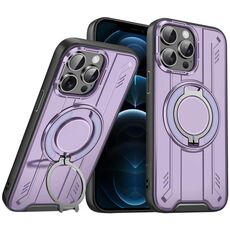 Per iPhone 12 Pro Max Supporto ad anello rotante Custodia magnetica MagSafe per telefono (viola)