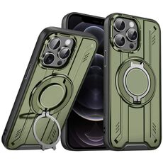 Per iPhone 12 Pro Supporto ad anello rotante Custodia magnetica MagSafe per telefono (verde)