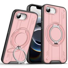 Per iPhone 16e Supporto ad anello rotante Custodia magnetica MagSafe per telefono (rosa)