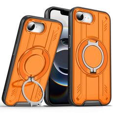 Per iPhone 16e Supporto ad anello rotante Custodia magnetica MagSafe per telefono (arancione)