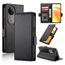 Per vivo V50 Custodia per telefono in pelle smerigliata magnetica con fibbia laterale (nera)