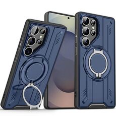 Per Samsung Galaxy S25 Ultra 5G Supporto ad anello rotante Custodia magnetica MagSafe per telefono (blu)