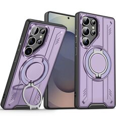 Per Samsung Galaxy S25 Ultra 5G Supporto ad anello rotante Custodia magnetica per telefono MagSafe (viola)