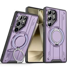 Per Samsung Galaxy S24 Ultra 5G Supporto ad anello rotante Custodia magnetica MagSafe per telefono (viola)