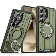 Per Samsung Galaxy S24 Ultra 5G Supporto ad anello rotante Custodia magnetica MagSafe per telefono (verde)