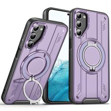 Per Samsung Galaxy S22 5G Supporto ad anello rotante Custodia magnetica per telefono MagSafe (viola)
