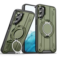 Per Samsung Galaxy S22 5G Supporto ad anello rotante Custodia magnetica MagSafe per telefono (verde)