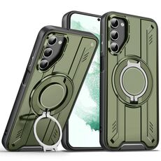 Per Samsung Galaxy S22+ 5G Supporto ad anello rotante Custodia magnetica MagSafe per telefono (verde)