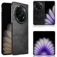 Per OPPO Find N5 Custodia per telefono con cover posteriore in pelle di coccodrillo (nera)