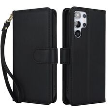 Per Samsung Galaxy S25 Ultra 5G Multi-Card Wallet RFID Custodia in pelle per telefono (nero)