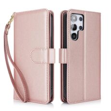 Per Samsung Galaxy S25 Ultra 5G Multi-Card Wallet RFID Custodia in pelle per telefono (oro rosa)