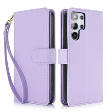 Per Samsung Galaxy S25 Ultra 5G Multi-Card Wallet RFID Custodia in pelle per telefono (viola chiaro)