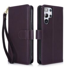 Per Samsung Galaxy S25 Ultra 5G Multi-Card Wallet RFID Custodia in pelle per telefono (viola scuro)