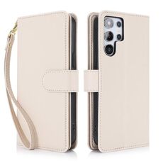 Per Samsung Galaxy S25 Ultra 5G Multi-Card Wallet RFID Custodia in pelle per telefono (albicocca)