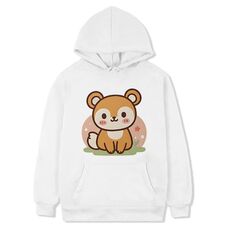 Felpa con cappuccio in pile stampato scoiattolo, stampa su richiesta, taglia: XXXL (bianco)