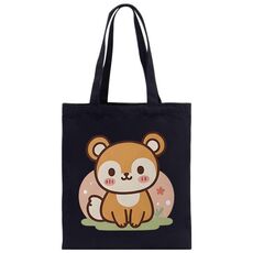 Borsa in tela stampata con scoiattolo, stampa su richiesta, dimensioni: 25x20 cm (nero)