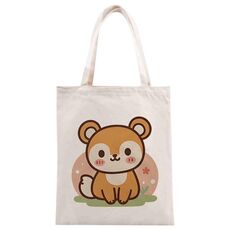 Borsa in tela stampata con scoiattolo, stampa su richiesta, dimensioni: 30x25 cm (beige)