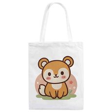 Borsa in tela stampata con scoiattolo, stampa su richiesta, dimensioni: 40x35 cm (bianco)