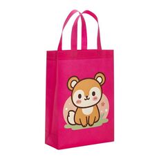Borsa in tessuto non tessuto stampato con scoiattolo, stampa su richiesta, dimensioni: 35x25x10 cm (rosso rosa)