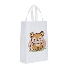 Borsa in tessuto non tessuto stampato con scoiattolo, stampa su richiesta, dimensioni: 38x30x10 cm (bianco)