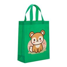 Borsa in tessuto non tessuto stampato con scoiattolo, stampa su richiesta, dimensioni: 38x30x10 cm (verde erba)