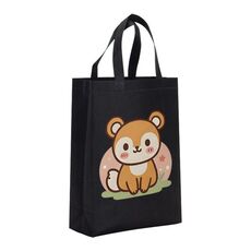 Borsa in tessuto non tessuto stampato con scoiattolo, stampa su richiesta, dimensioni: 38x30x10 cm (nero)
