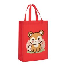 Borsa in tessuto non tessuto stampato con scoiattolo, stampa su richiesta, dimensioni: 38x30x10 cm (rosso)
