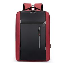 Vanaheimr Uomo Borsa a Tracolla USB Ricaricabile Zaino per Computer Aziendale Zaino Multifunzionale per Studenti Grande Capacità Zaino per la Scuola (Rosso)