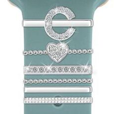 6 pezzi / set Smart Watch Universale Silicone Band Anello decorativo Accessori in metallo, Misura: C (Argento)