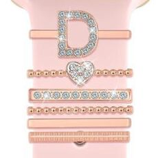 6 pezzi / set Smart Watch Universale Cinturino in silicone Anello decorativo Accessori in metallo, Misura: D (oro rosa)