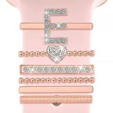 6 pezzi / set Smart Watch Universale Cinturino in silicone Anello decorativo Accessori in metallo, Taglia: E (oro rosa)