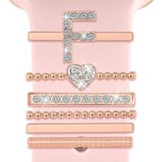 6 pezzi / set Smart Watch Universale Silicone Band Anello decorativo Accessori in metallo, Taglia: F (oro rosa)