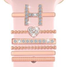 6 pezzi / set Smart Watch Universale Silicone Band Anello decorativo Accessori in metallo, Misura: H (oro rosa)