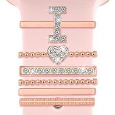 6 pezzi / set Smart Watch Universale Silicone Band Anello decorativo Accessori in metallo, Misura: I (oro rosa)