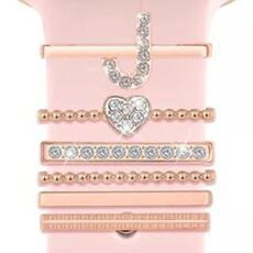 6 pezzi / set Smart Watch Universale Cinturino in silicone Anello decorativo Accessori in metallo, Taglia: J (oro rosa)