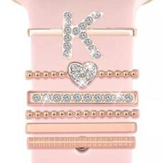 6 pezzi / set Smart Watch Universale Silicone Band Anello decorativo Accessori in metallo, Taglia: K (oro rosa)