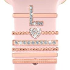 6 pezzi / set Smart Watch Universale Silicone Band Anello decorativo Accessori in metallo, Taglia: L (oro rosa)