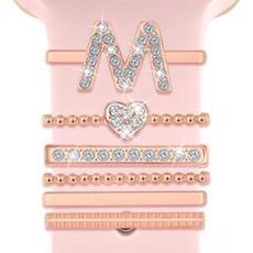 6 pezzi / set Smart Watch Universale Cinturino in silicone Anello decorativo Accessori in metallo, Taglia: M (oro rosa)