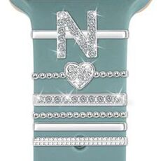 6 pezzi / set Smart Watch Universale Silicone Band Anello decorativo Accessori in metallo, Taglia: N (Argento)