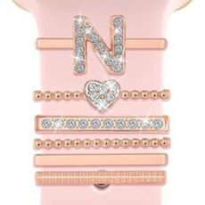 6 pezzi / set Smart Watch Universale Silicone Band Anello decorativo Accessori in metallo, Taglia: N (oro rosa)