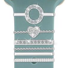 6 pezzi / set Smart Watch Universale Silicone Band Anello decorativo Accessori in metallo, Misura: O (Argento)